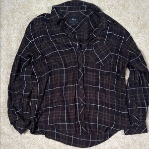 Black and green Plaid Button-Up Shirt